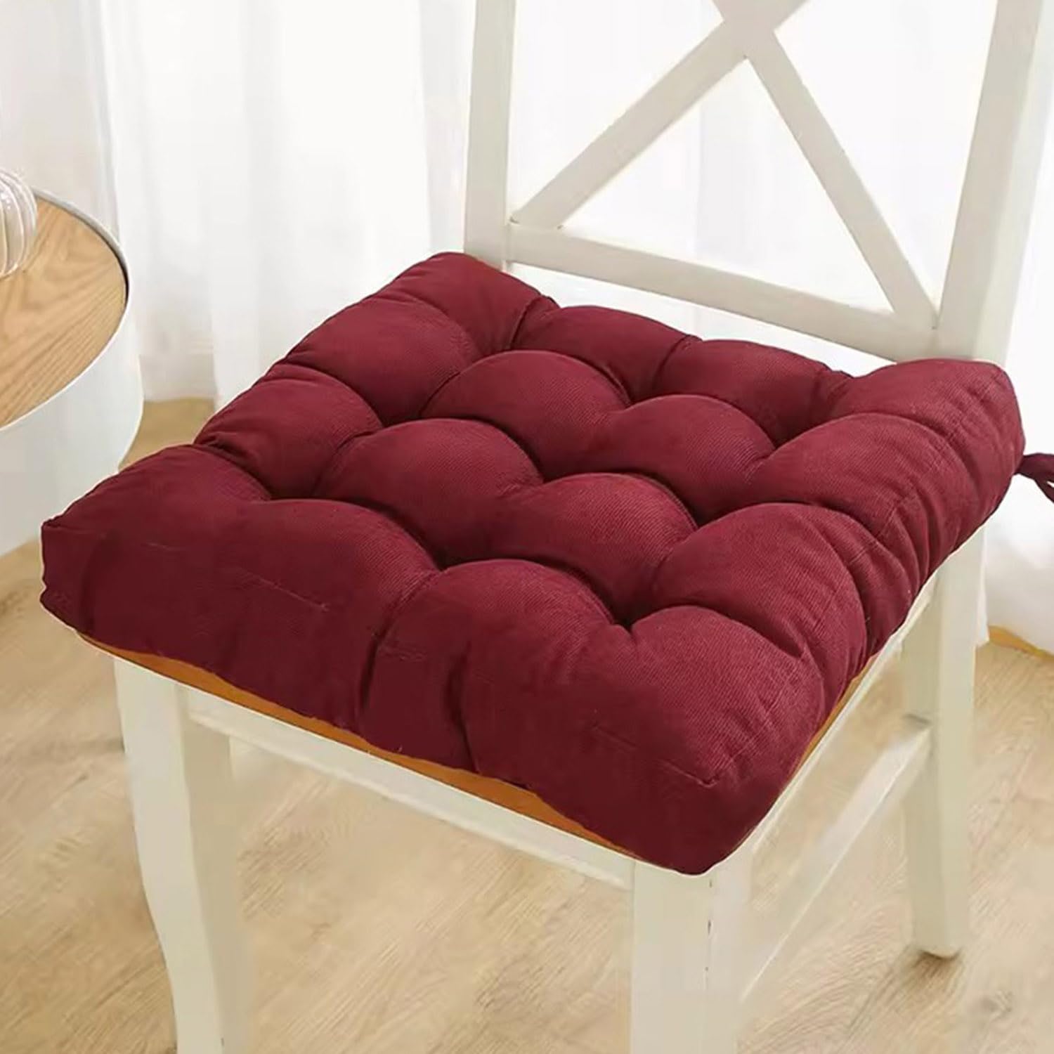 Waigg Kii Soft Chair Pad Seat Cushion,Corduroy Chair Cushions Seat Pads Thicken Booster Seat Pad for Indoors Office Dinning Home Decoration (50x50cm,Red)