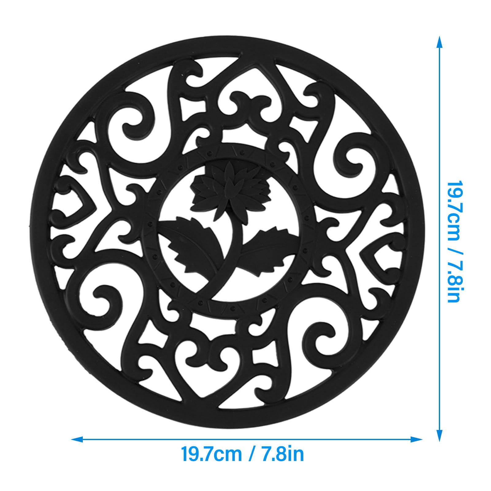 Hot Pot Trivet Mat, Anti Slip Silicone Hot Dish Holder for Home Kitchen Countertop, 7.8 (Black)