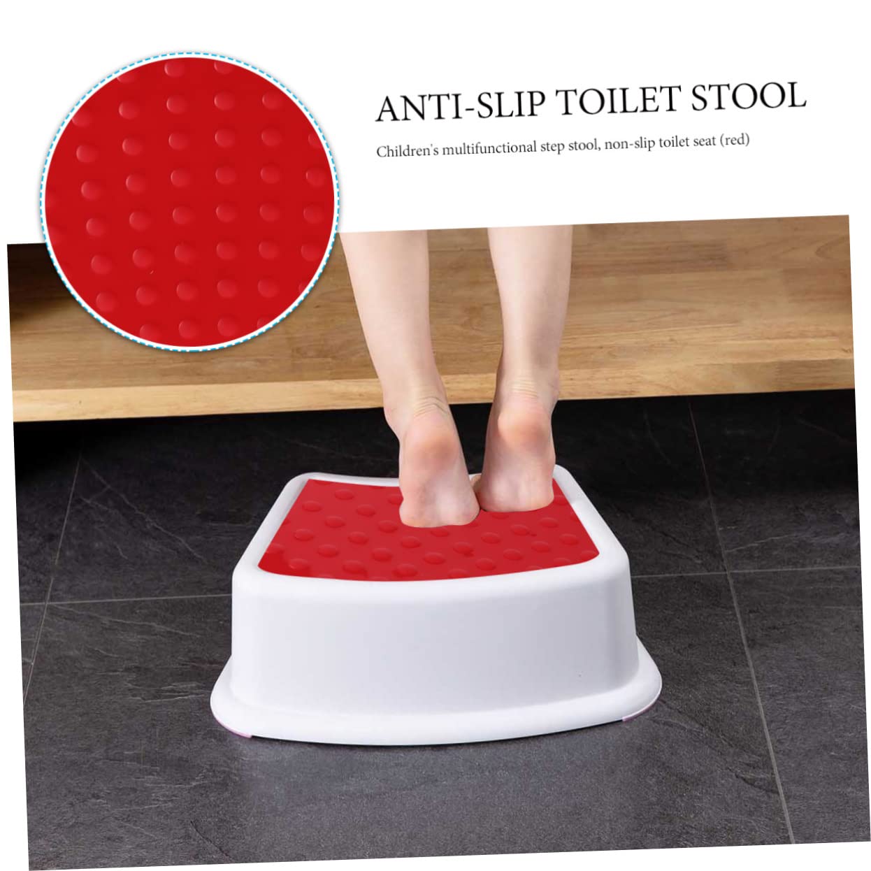 PRETYZOOM Sgabello per Bambini in Pp Rosso, Antiscivolo e Resistente Agli Urti, Leggero e Portatile, per Bagno e Casa