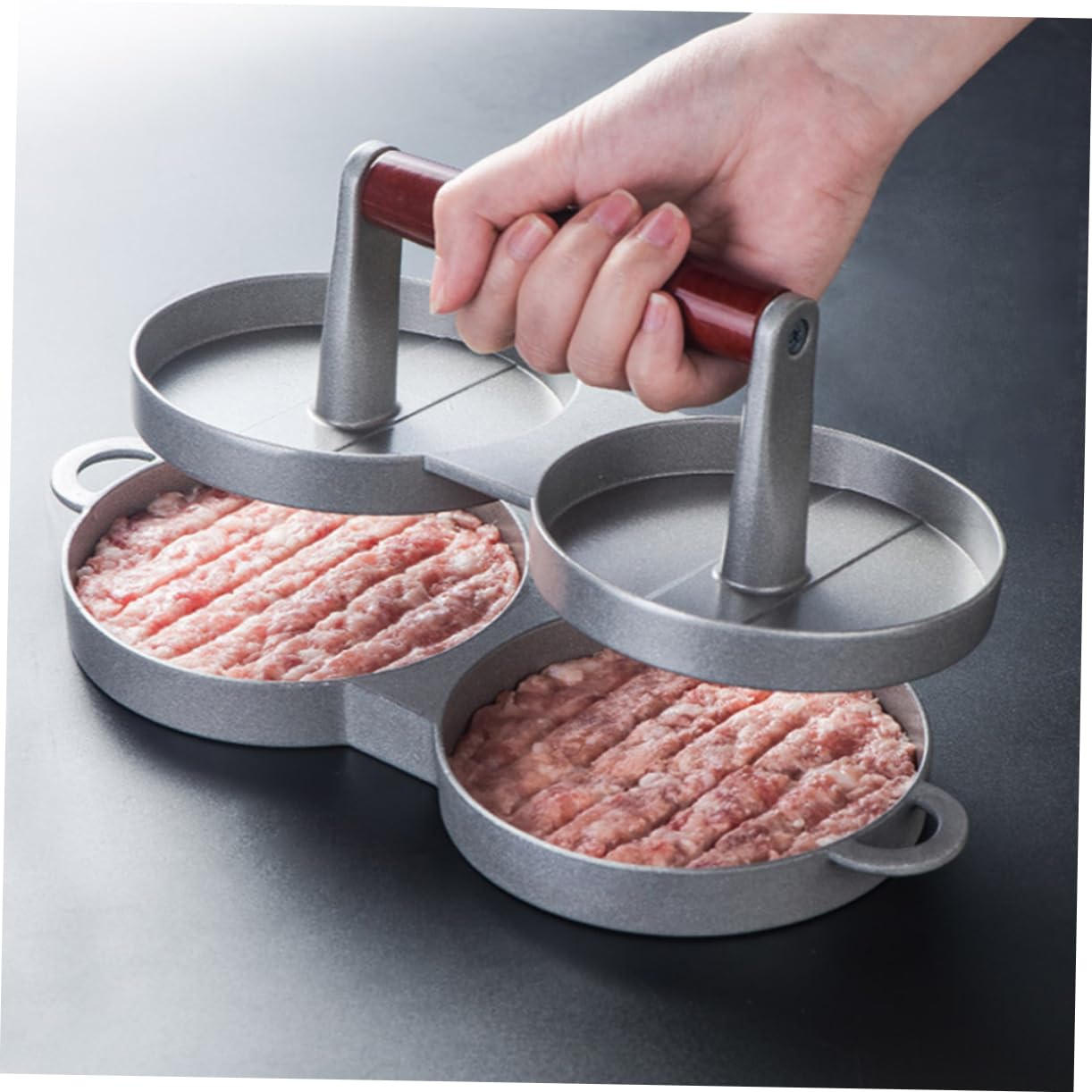 Cabilock Prensa para Hamburguesas de Aleación de Aluminio, Plata | Molde para Prensar Carne, Uso Diy, Diseño Robusto y Fácil de Usar, Accesorio de Cocina