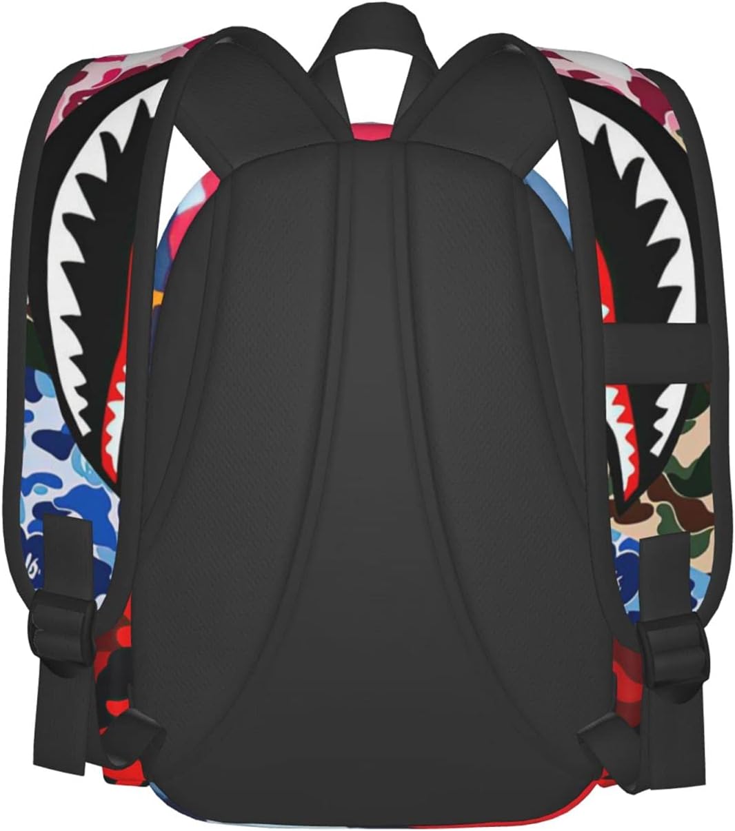 Vkaxopt Backpack Shark Teeth Camo Backpacks Travel Laptop Daypack Big Capacity Bookbag Fashion Durable for Men and Women