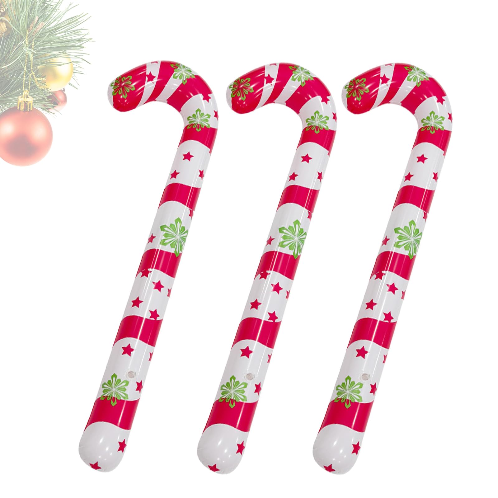 3 Piezas Bastón De Caramelo Inflable, De Bastones de Caramelo inflables, Hinchable Bastón Caramelos -Rojo Blanco Bastón Caramelo con Patrón Copo, Decoracion Navidad Decoracion Al Aire Libre Decoración