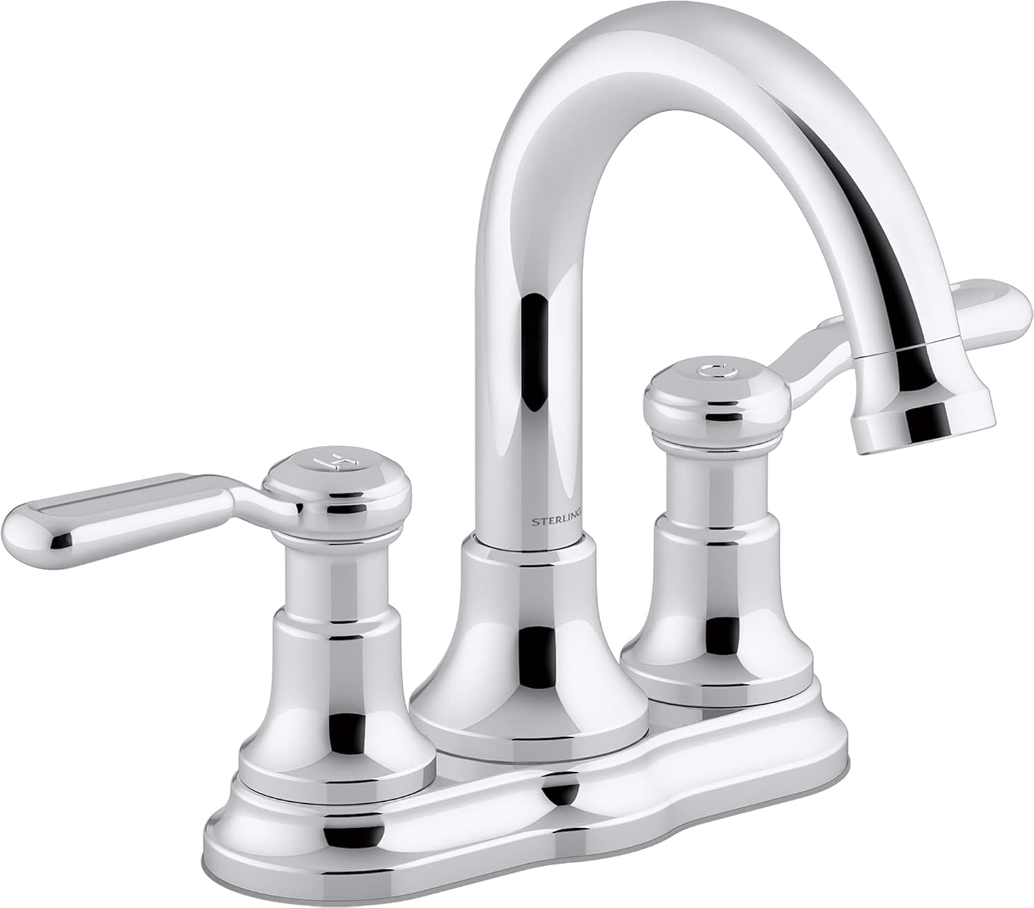 KOHLER Sterling 27373-4-BN Ludington Centerset Bathroom Sink Faucet, 1.2 GPM, 360 Spout Rotation, Clicker Drain, Premium Durable Metal Construction, Corrosion Resistant, Vibrant Brushed Nickel