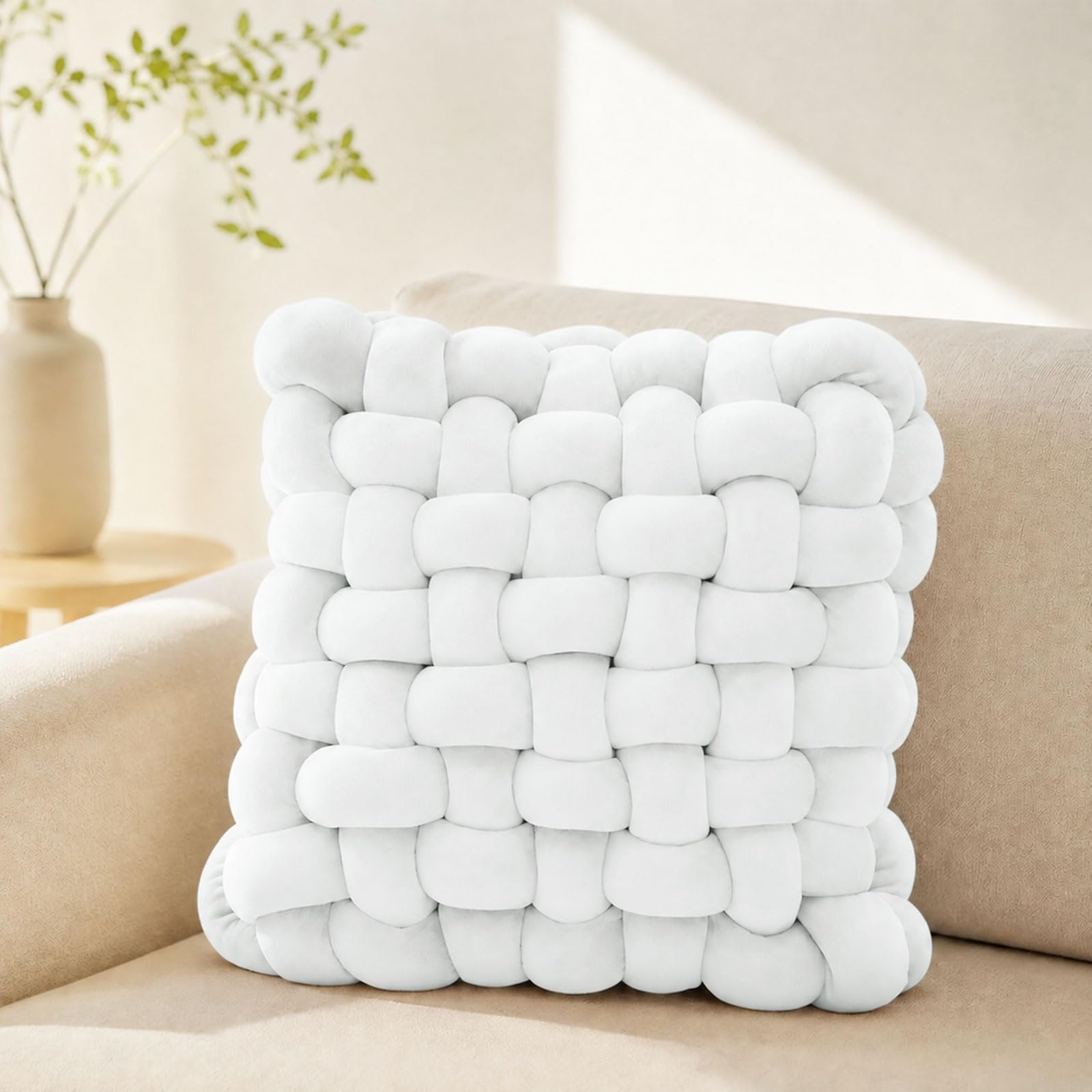 Bocguy Knot Throw Pillows Square, 38x40x12cm Knot Cushion