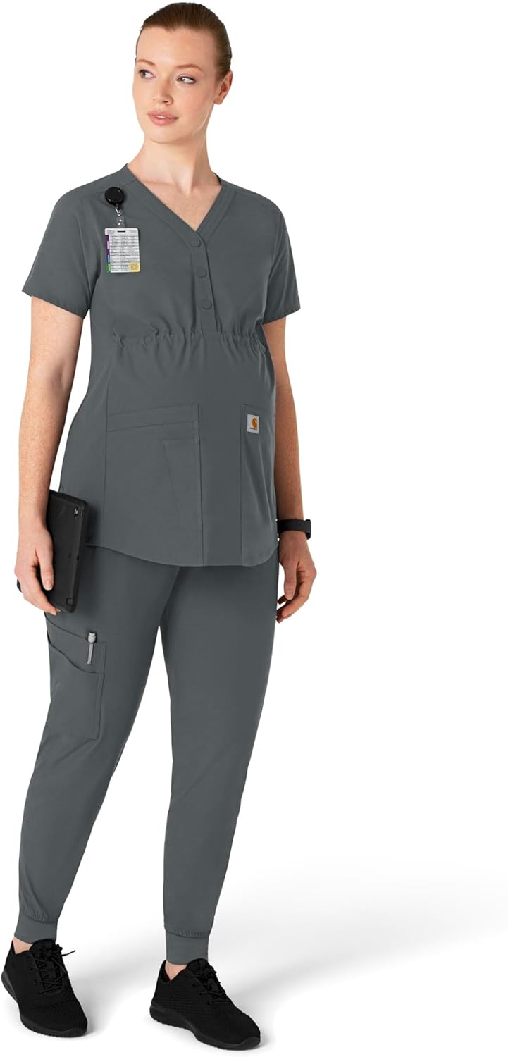 Carhartt Women's Maternity Jogger Scrub Pant - Pewter, S - Image 4