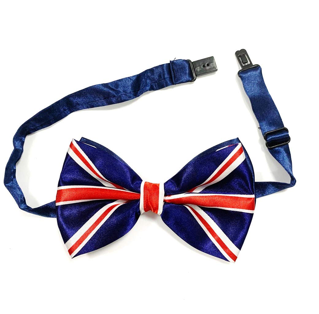 Stylex Unisex Big Union Jack Colour Satin Mens Pre Tied Plain Army Pattern Bow Tie Wedding Party Prom Dress Necktie Ties (Big Union Jack)