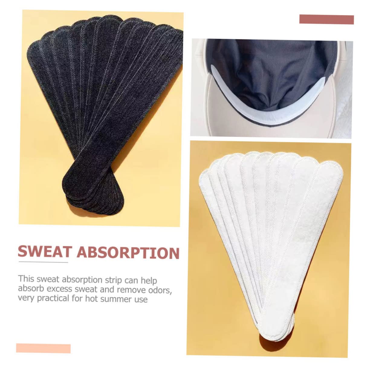 Angoily 120 Pièces Autocollant de Sueur de Bord de Chapeau Auto-adhésif, Autocollant Chapeau Bandes de Sueur Protecteur de Sueur Collant Coussin Absorbant Portable Encolure Doublure
