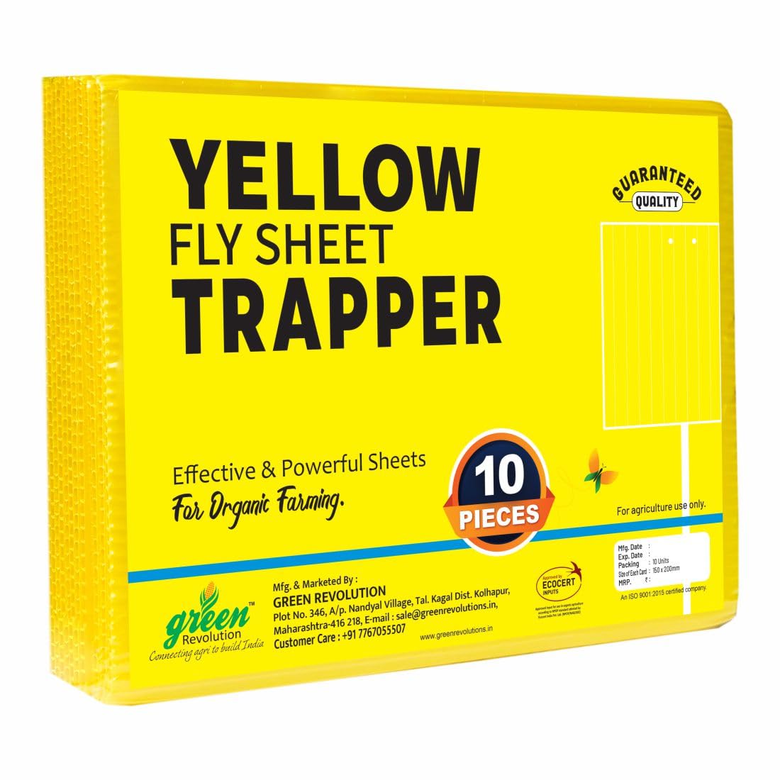 Green Revolution Yellow Sticky Trap 10 Pieces, Effective for Organic Farming, Gardning, to Control Harmful Flying Insects.-image-29