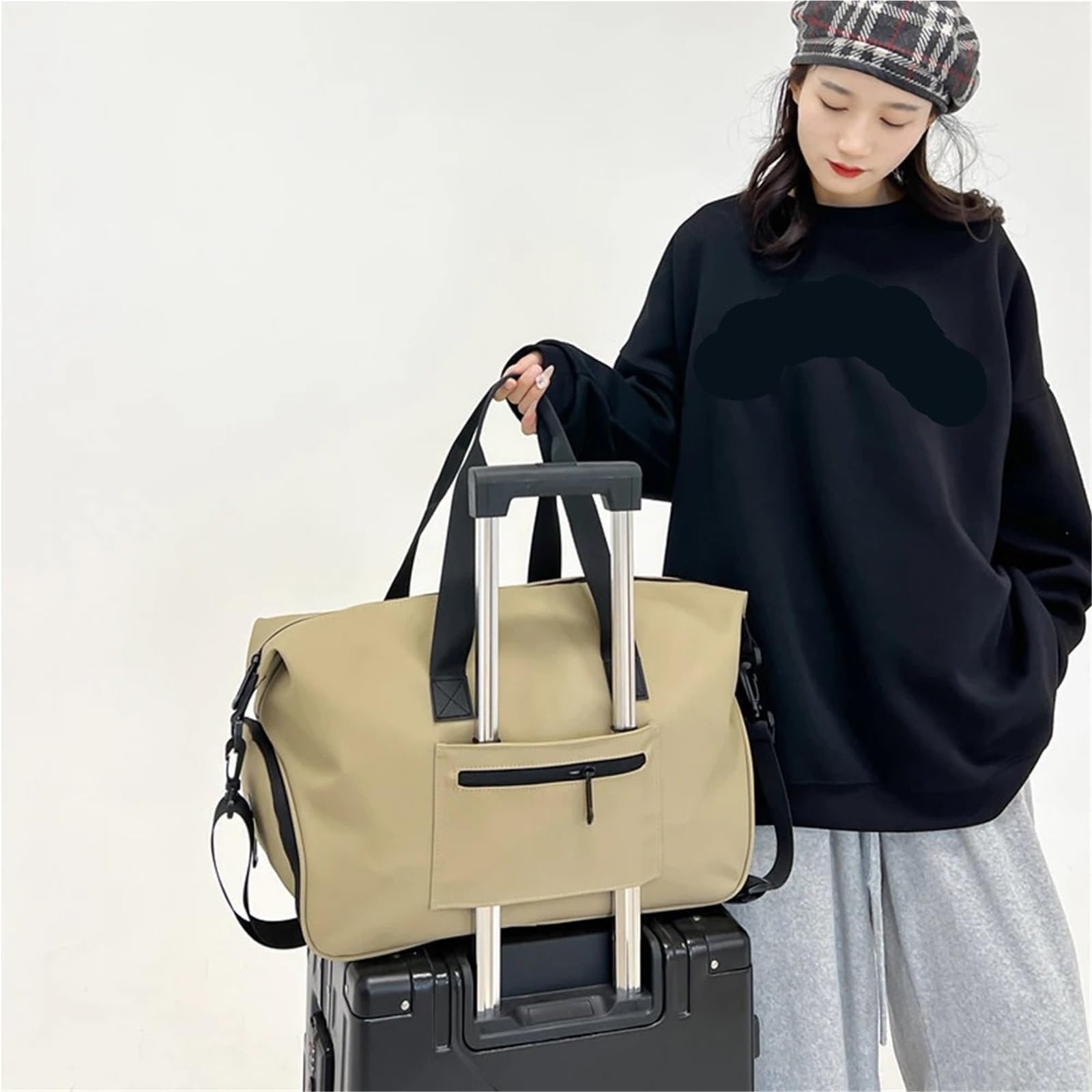 borsone palestra uomo 1 borsa da palestra con scomparto for scarpe | Borsone da viaggio elegante Borsone leggero for donne e uomini, palestra sportiva(Black)