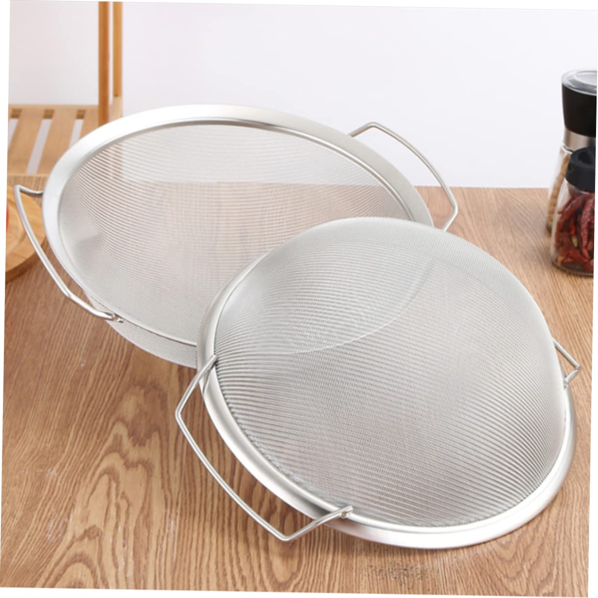 VALICLUD Colador de Malla Inoxidable con Doble Asa para Cocina Colador Multifuncional para Arroz Verduras y Escurrir Pasta