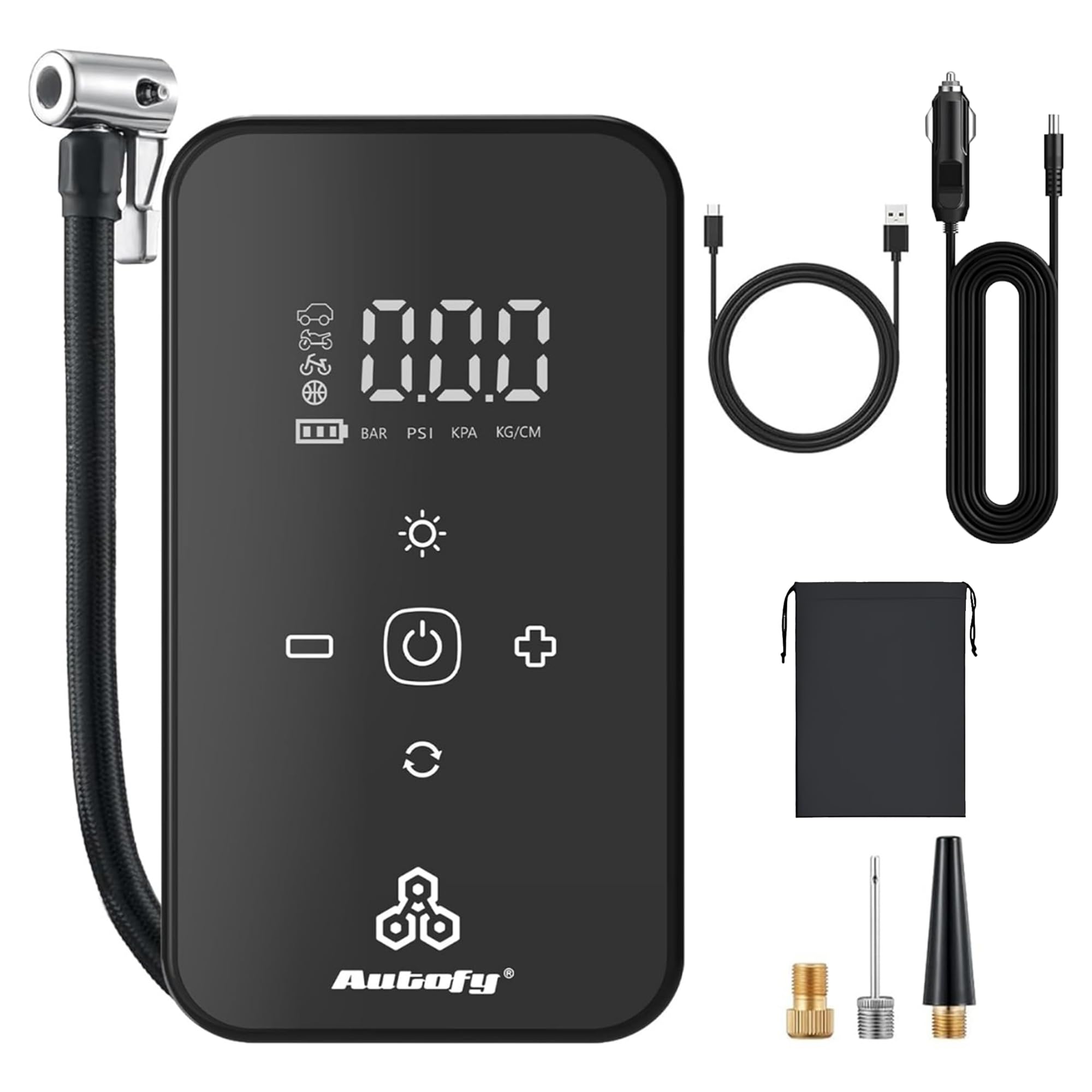Autofy AirBit 140PSI Digital Tyre Inflator for Car and Bike Dual Power Mode Battery & Corded 90W Copper Motor 4500mAh Battery 22MM Cylinder Mobile Power Bank Rechargeable Car Air Pump Compressor-image-38