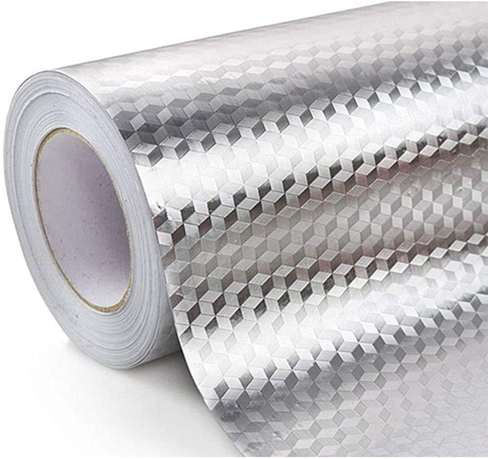 HomeFastKitchen Backsplash Waterproof Aluminum Foil Stickers, Kitchen Oil Proof Wallpaper, Self Adhesive Kitchen Aluminum Foil Stickers (61cm X 100cm)