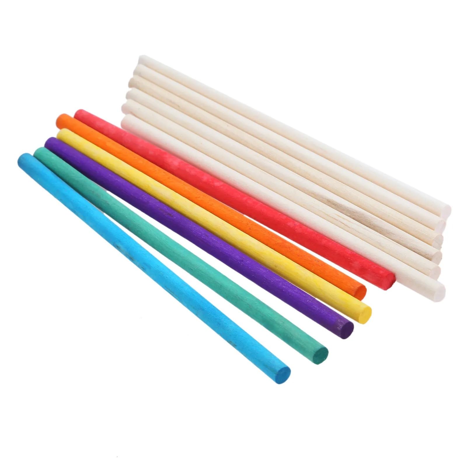 Ręcznie wykonane drewniane patyczki, 50 szt. drewnianych prętów i kołków do majsterkowania, budowy modeli stolarskich(Multi colored)