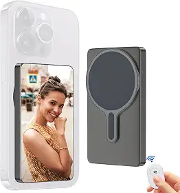 CONNOVA Tela de monitor de selfie Vlog para celular, conexão sem fio com suporte magnético com controle remoto, gravação sem fio 1080p, câmera traseira para transmissão ao vivo de vlog de selfie