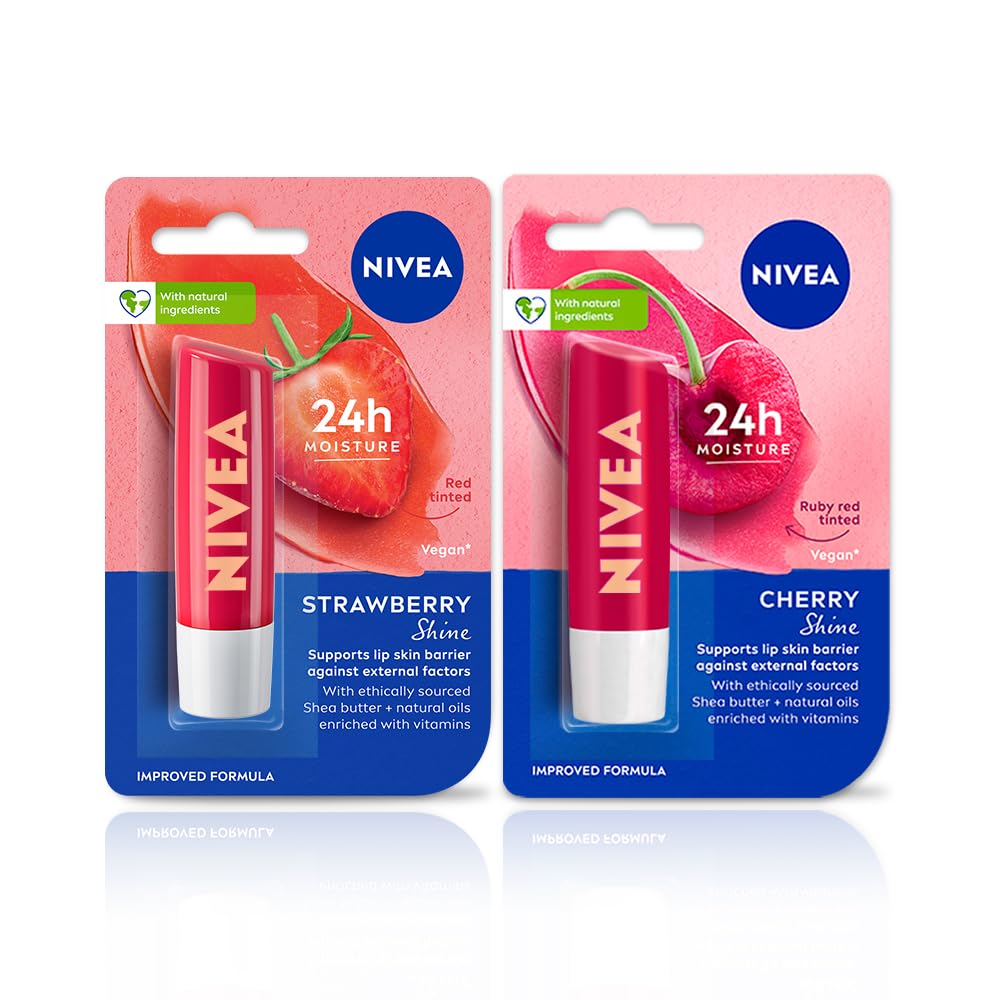 NIVEA Lip Balm, Fruity Blackberry Shine And NIVEA Lip Balm, Fruity Strawberry Shine,2 Count (Pack of 1)-picture-47