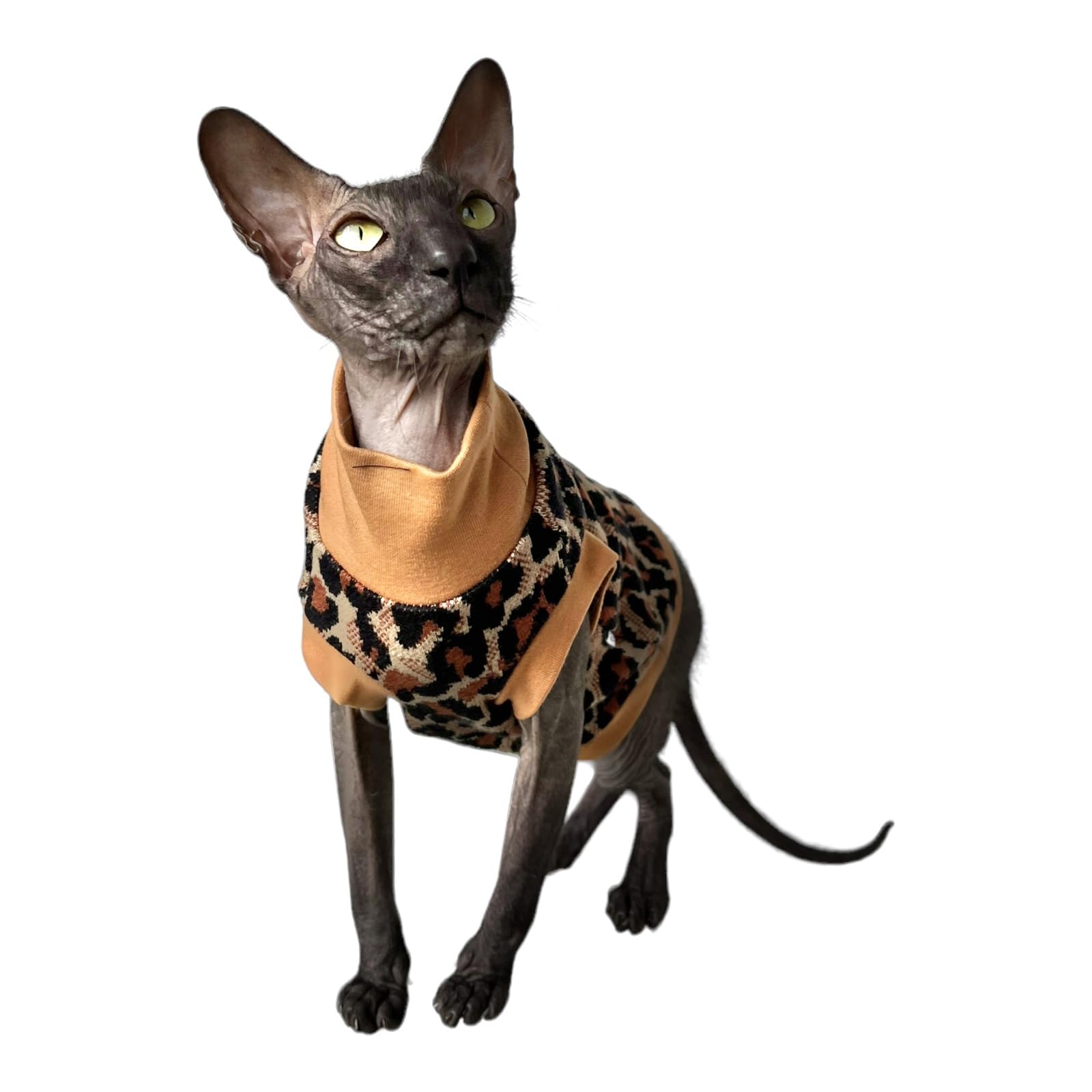 Kotomoda Cat's Cozy Comfort for Hairless Beauties: Winter Turtleneck Panther tobacco for Sphynx and Naked Cats (Large) - Image 3