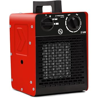 Trotec Ceramic fan heater electric heater TDS 10 C incl. Multi-level temperature control up to 2000 watts 2 kW construction heater with thermostat. Air flow 140 m /h - electric heater with thermostat