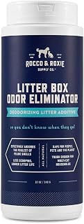 Rocco & Roxie Litter Box Odor Eliminator - Natural Cat Urine Deodorizer, Absorbs Strong Smells, Safe Plant-Based Odor Control, 12 oz