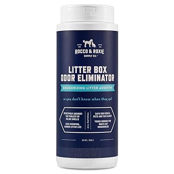 Rocco & Roxie Litter Box Odor Eliminator ? Best Natural Urine Deodorizer for Cat Litter Boxes ? You Won?t Need to Change The Cat Litter as Often ? Fresh Scent ? Saf