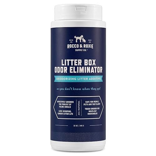 Rocco & Roxie Litter Box Odor Eliminator, Best Natural Urine Deodorizer, Cat Box Deodorizer, Smell Control, Odor Absorber, Safe for Kitty, 12 oz - 12 Ounce (Pack of 1)