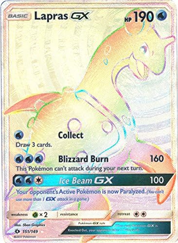 Pokemon Sun Moon Base Set Hyper Rare Lapras-GX 151