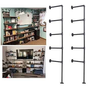 インダストリアルスタイル アイアンパイプ 木製 シェルフ Amazon