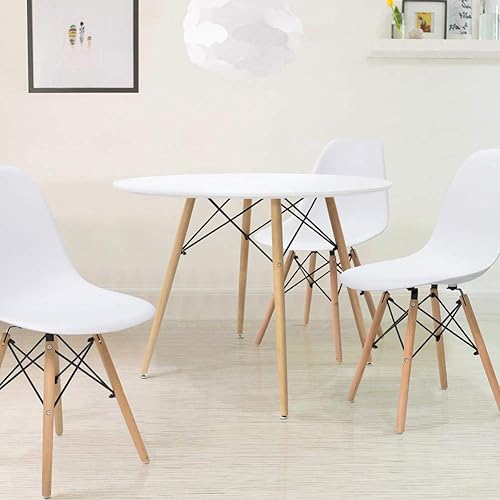 Miniatura 2 de Mesa redonda blanca para cocina, mesa de comedor blanca, mesa de comedor de estilo moderno, mesa de centro redonda de ocio, escritorio de oficina