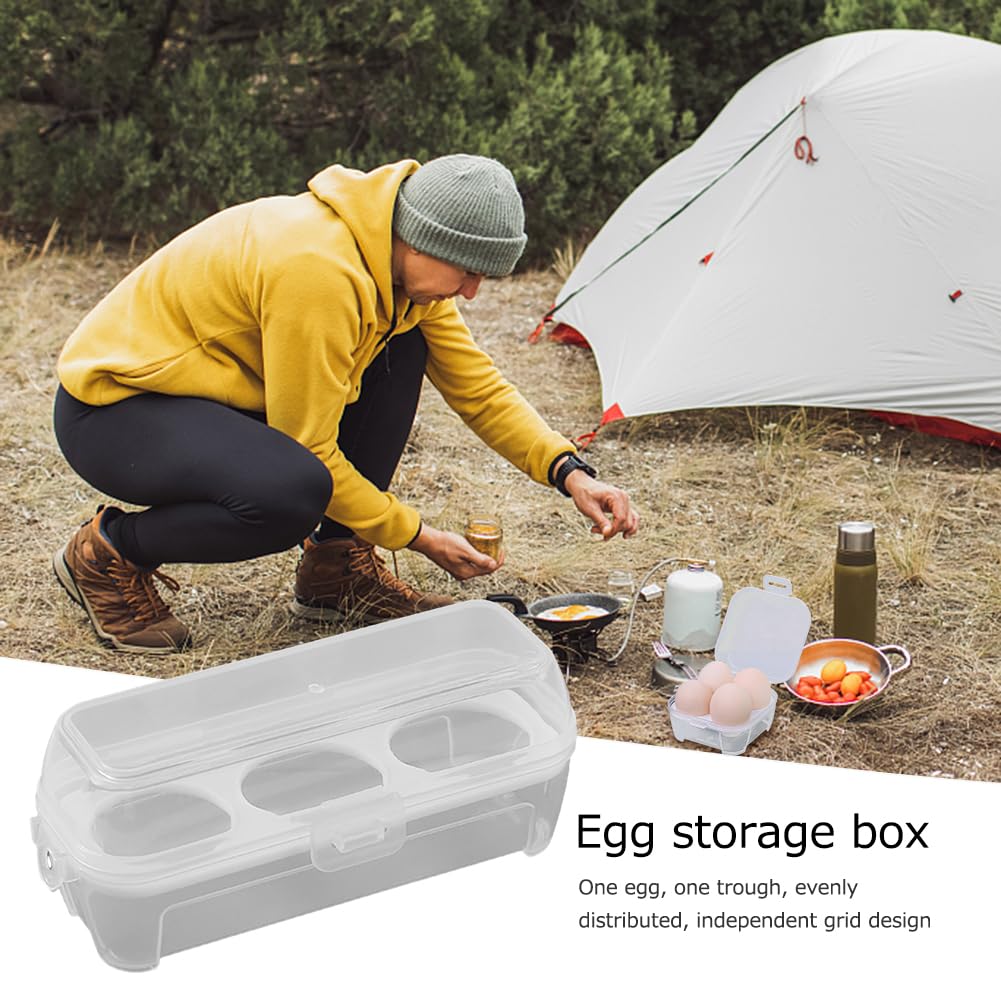 Hueveras, Organizador de Huevos de Cocina portátil y Duradero de plástico Transparente con Tapa de Rejilla de 3/4/8"(3 Cells)