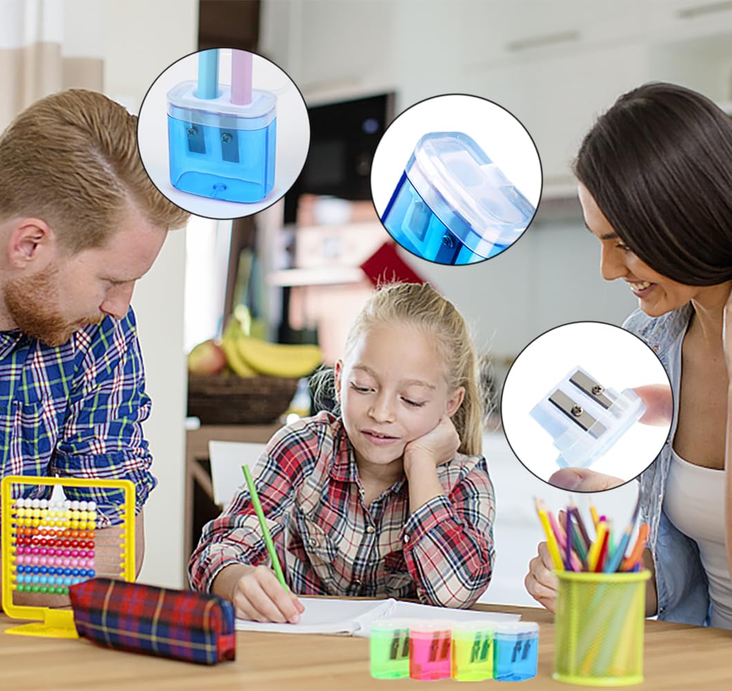 4 Temperamatite Portatili 4 In 1 Con Contenitore E Doppio Foro – Colori Misti Per Scuola E Ufficio - 2