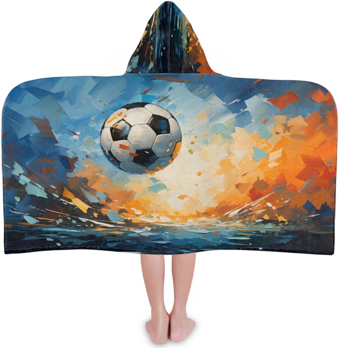 Pardick Soccer Ball Kids Bath Towel Beach Towel with Hood Pool Cover Up for Girls Boys Soft Absorbent Hooded Bath Towel Toddler Towels for Beach, Pool