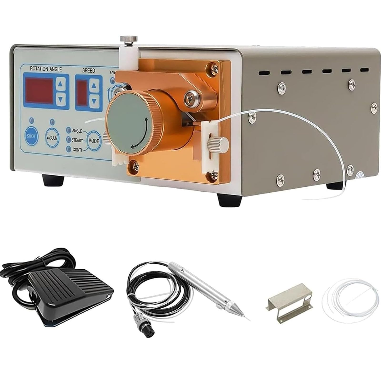 fnotlfue Peristaltic Glue Dispenser, Semi-Automatic Digital Adhesive Applicator with Foot Switch, 0.05ml Precision Dispensing for Aqueous Adhesives up to 5000CPS, for Bonding and Fixing