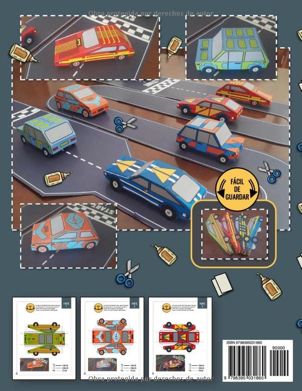 Miniatura 2 de Coches de Papel 2 - La Pista de Carreras 16 coches de papel, circuito, curvas y carreteras, listos para cortar, montar y jugar (Spanish Edition)