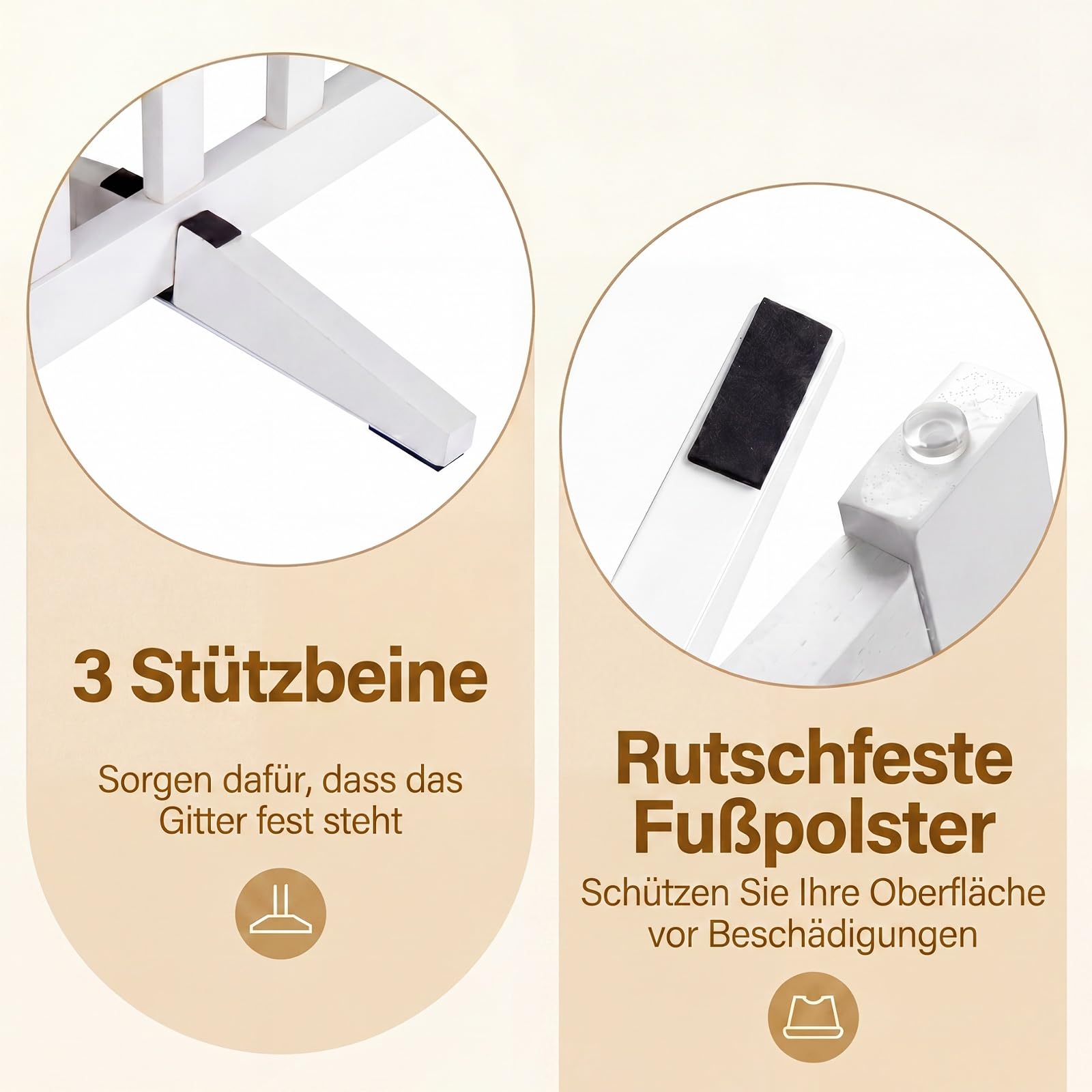 GYMAX 6-teilig Absperrgitter Hund, 61cm Hoch Schutzgitter aus Holz mit 360° Scharnieren & Dreibeinstand, Hundegitter, freistehendes Türschutzgitter für Türen, Treppen