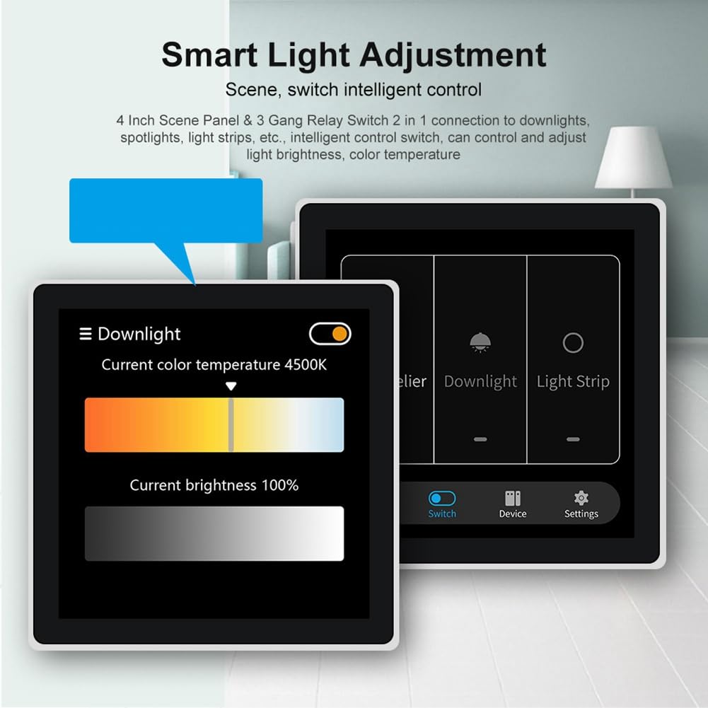 Tuya Smart Home Multiple Zigbee Smart Home Panel de Control Interruptor de 4 Pulgadas Control de Pantalla TáCtil con Zigbee Gateway - Enchufe de la UE