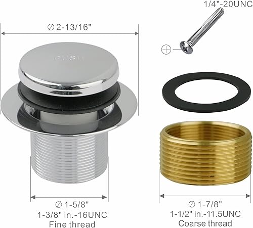 Miniatura 38 de Juego de montaje de reborde de drenaje de bañera color negro, con punta de desagüe de un solo agujero, kit de recambio de rosca gruesa con placa