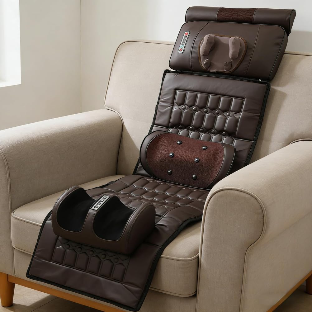 Alfombrilla De Masaje De Cuerpo Completo con Función De Calor | Para cuello, cintura y piernas; almohadilla de masaje térmica desmontable para el hogar u oficina, para aliviar el estrés.