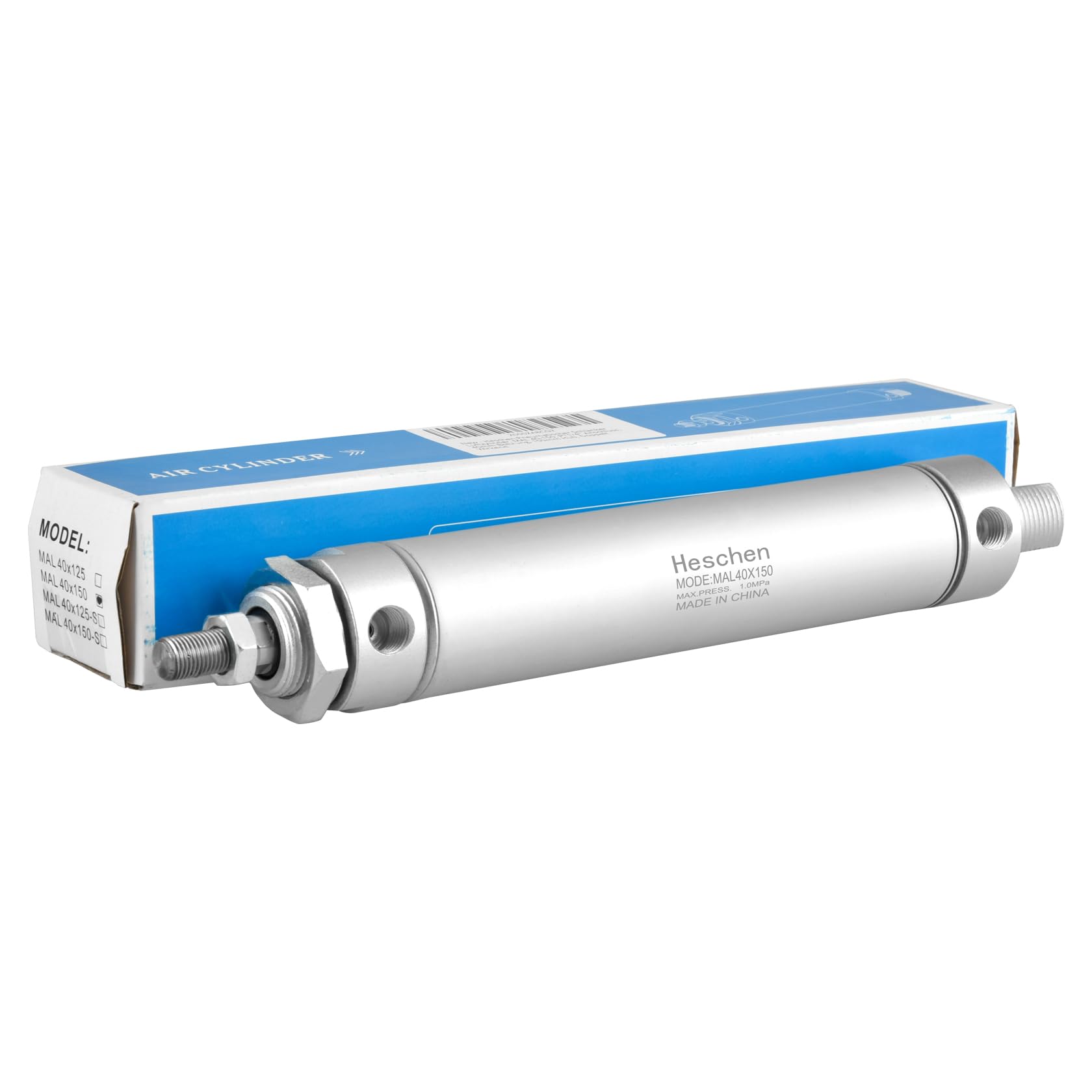 Heschen Vérin pneumatique Mince, Mal 40-150, PT1/4'' Port, Alésage 40mm, Course 150mm, Double Effet