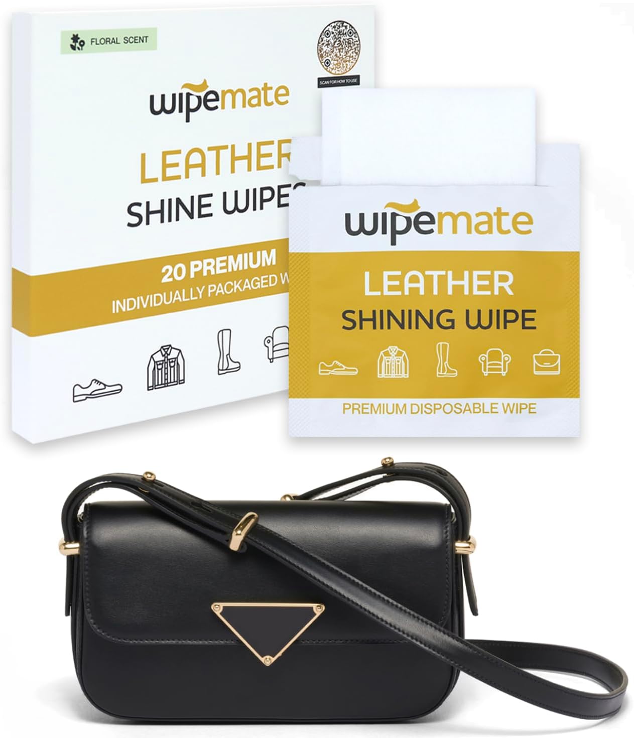 WIPEMATE Premium Leather Cleaner & Conditioner Wipes