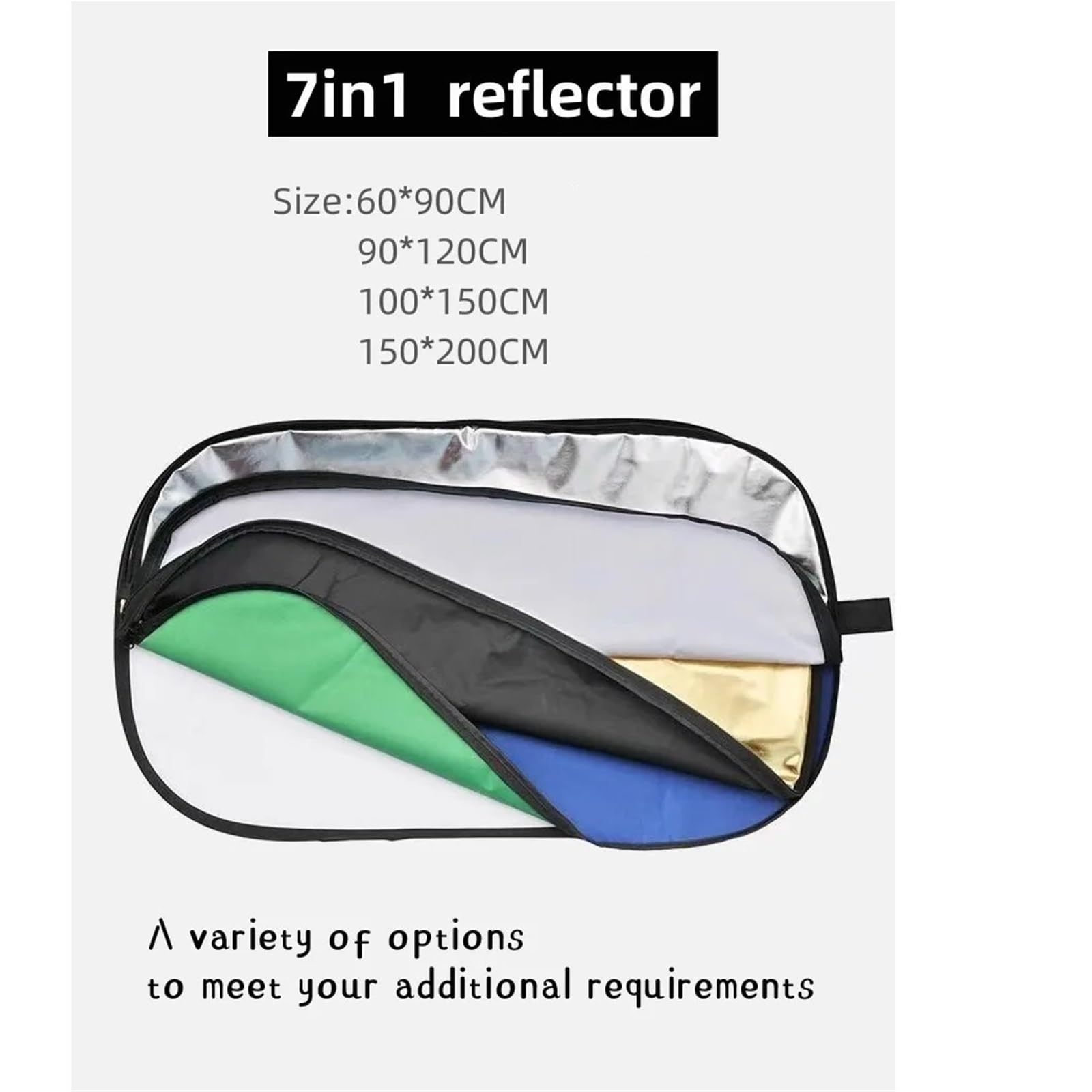 Réflecteur Photo Réflecteur 5 en 1 60 x 90 cm 90 x 120 cm 2 en 1 Argent Blanc Or Portable Pliable Lumière Douce Rond Photographie for Studio 7 en 1(90X120CM-5in1)