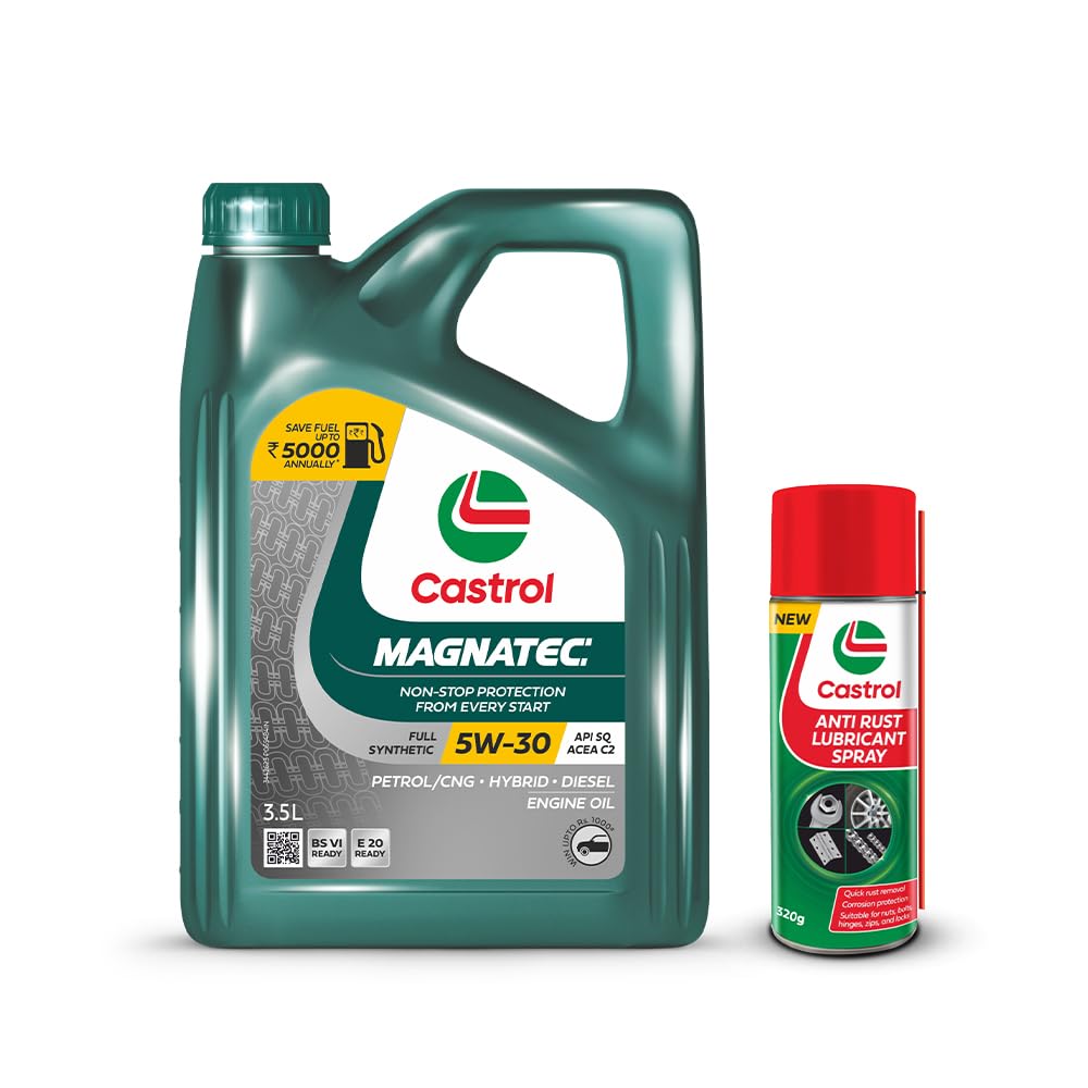 Castrol MAGNATEC 5W-30 - Engine Oil (3.5L Pack) - Full Synthetic, BS6 Ready, API SP, ACEA C2, Dualock Technology for Petrol/CNG, Hybrid and Diesel Cars | With Castrol ANTI RUST LUBRICANT SPRAY (420ML)-image-37