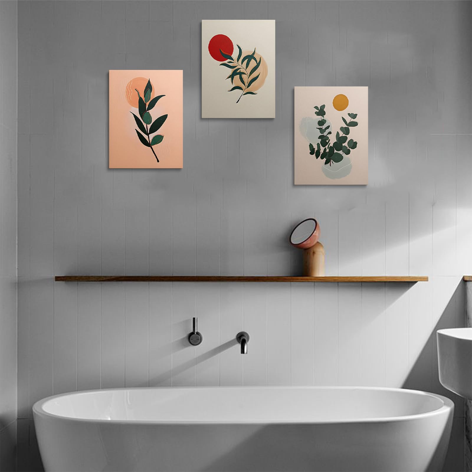 prinfantasy 3 Panel Wall Art Aesthetic Room Decor Boho Abstract Framed Plant Canvas Nature Artwork for Bedroon Bathroom Living Room Kitchen Home Office 12x16 inch YH1600 - Image 3
