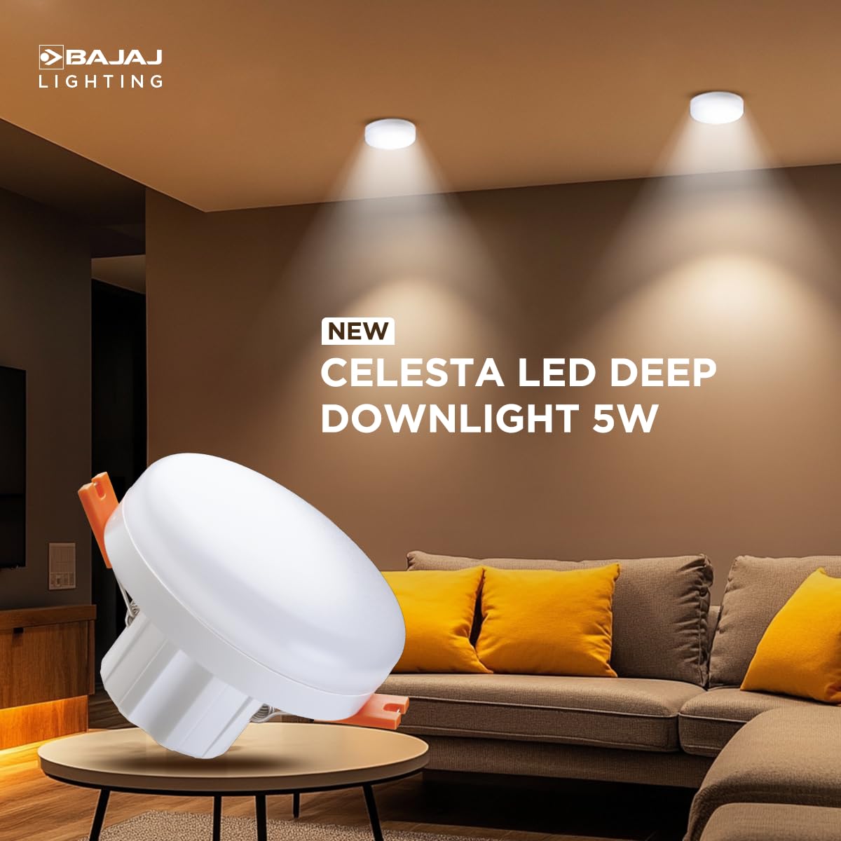 Bajaj Celesta LED Deep Downlight 5W | for Smaller Spaces | LED Back-Lit Technology | Pink (Pack of 1) - Image 2 thumbnail
