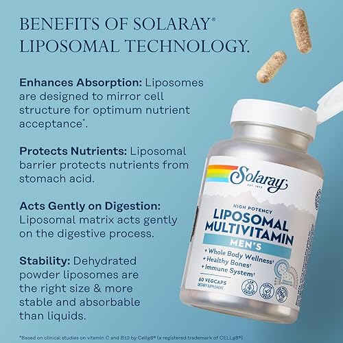 Miniatura 4 de Solaray Multivitamínico liposomal para hombres absorción inmunológica mejorada suplemento de apoyo energético y óseo multivitaminas diarias para