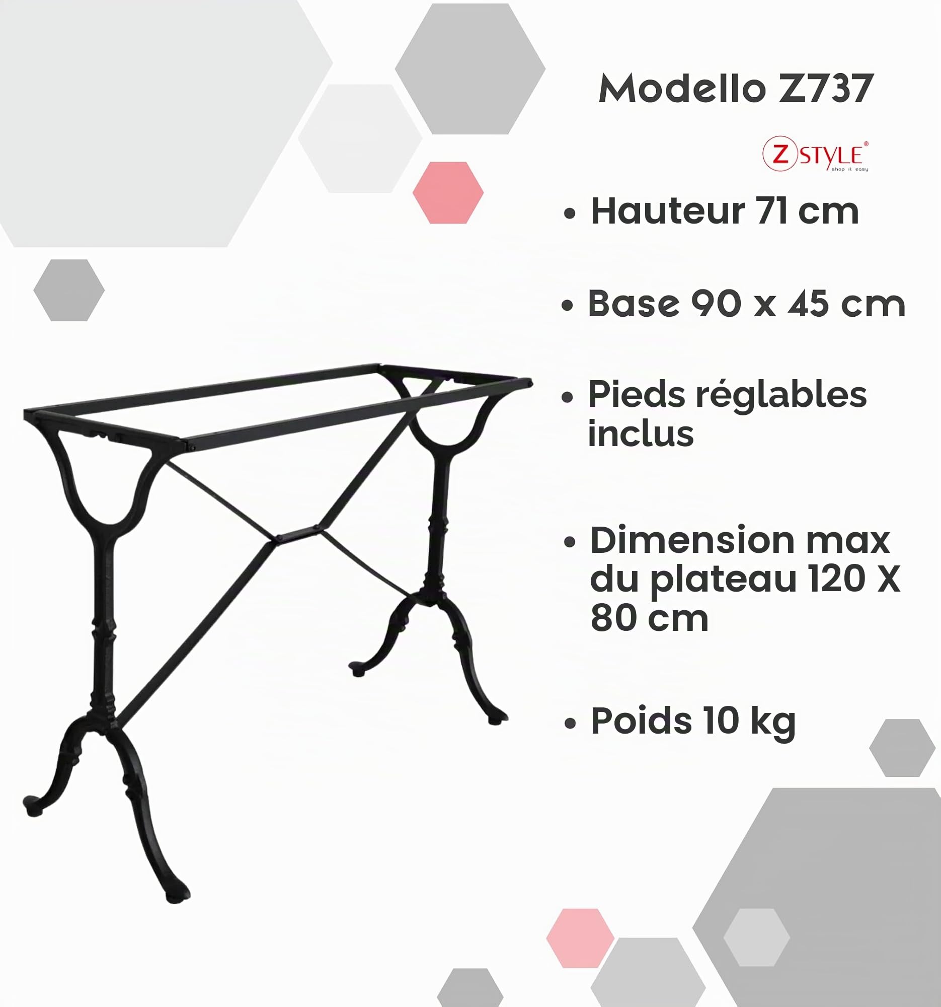 ZStyle Base de table en fonte – pieds de table – pieds de table – pieds pour intérieur/extérieur – pour bistrot restaurant – pied central – table basse Liberty – robuste – bricolage