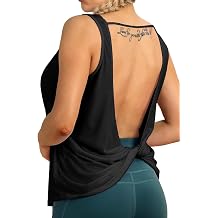 icyzone Womens Open Back High Neck Workout Athletic Gym Tank Tops
