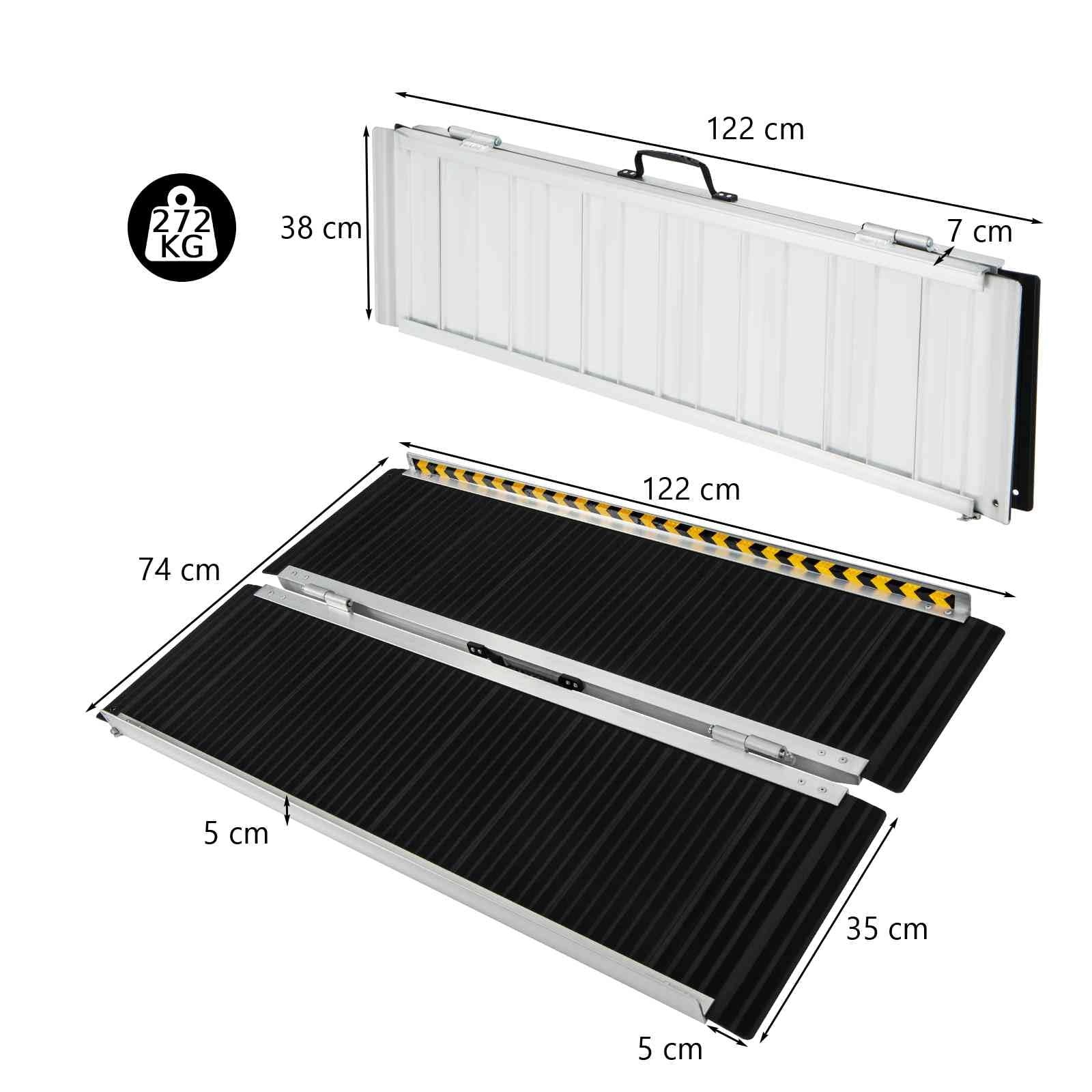 Rampa telescópica de aluminio con placa de transición para escalones de escalera de puerta delantera, rampa portátil de 3 pies, 4 pies, 5 pies, 6 pies