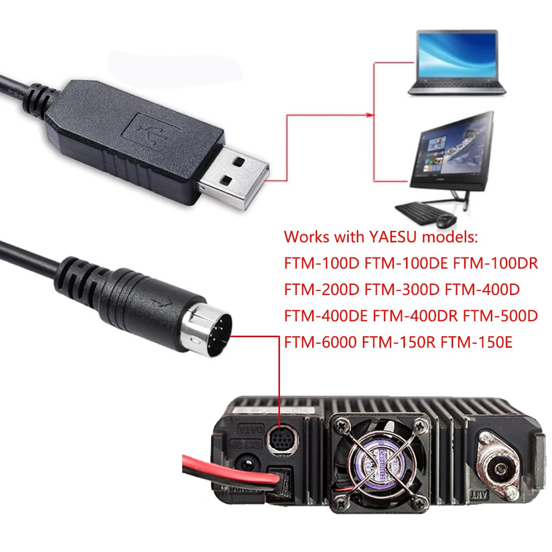 Amazon.com: Youtang USB to Mini Din 10 Pin Cable for Yaesu FTM