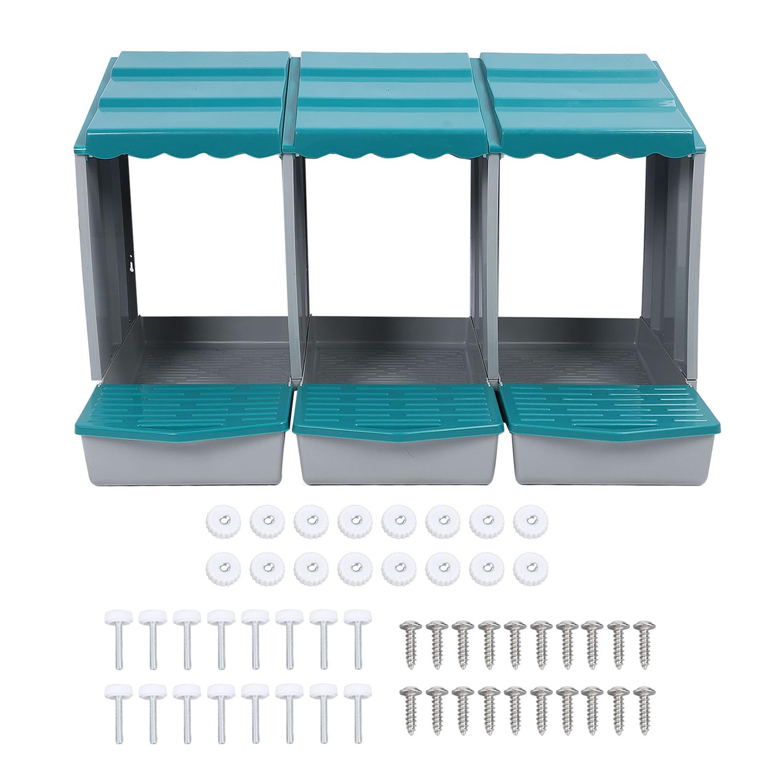 Socobeta Caja Nido para Pollos, Duradera, Cómoda, Espaciosa, Fácil de Limpiar para Aves de Corral, Patos, Gallinas, Material PP (3 cavidades)
