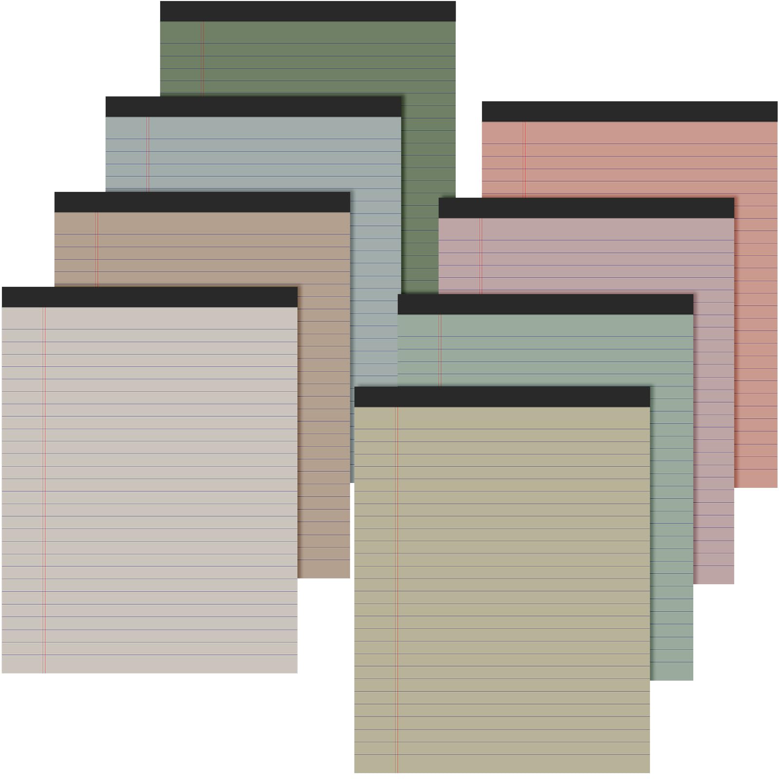 Fuutreo 8 blocchi per appunti, 21,9 x 27,9 cm, a righe larghe, 50 fogli per blocco note perforato, forniture per ufficio per scuola, università, ufficio, affari (colori vivaci)