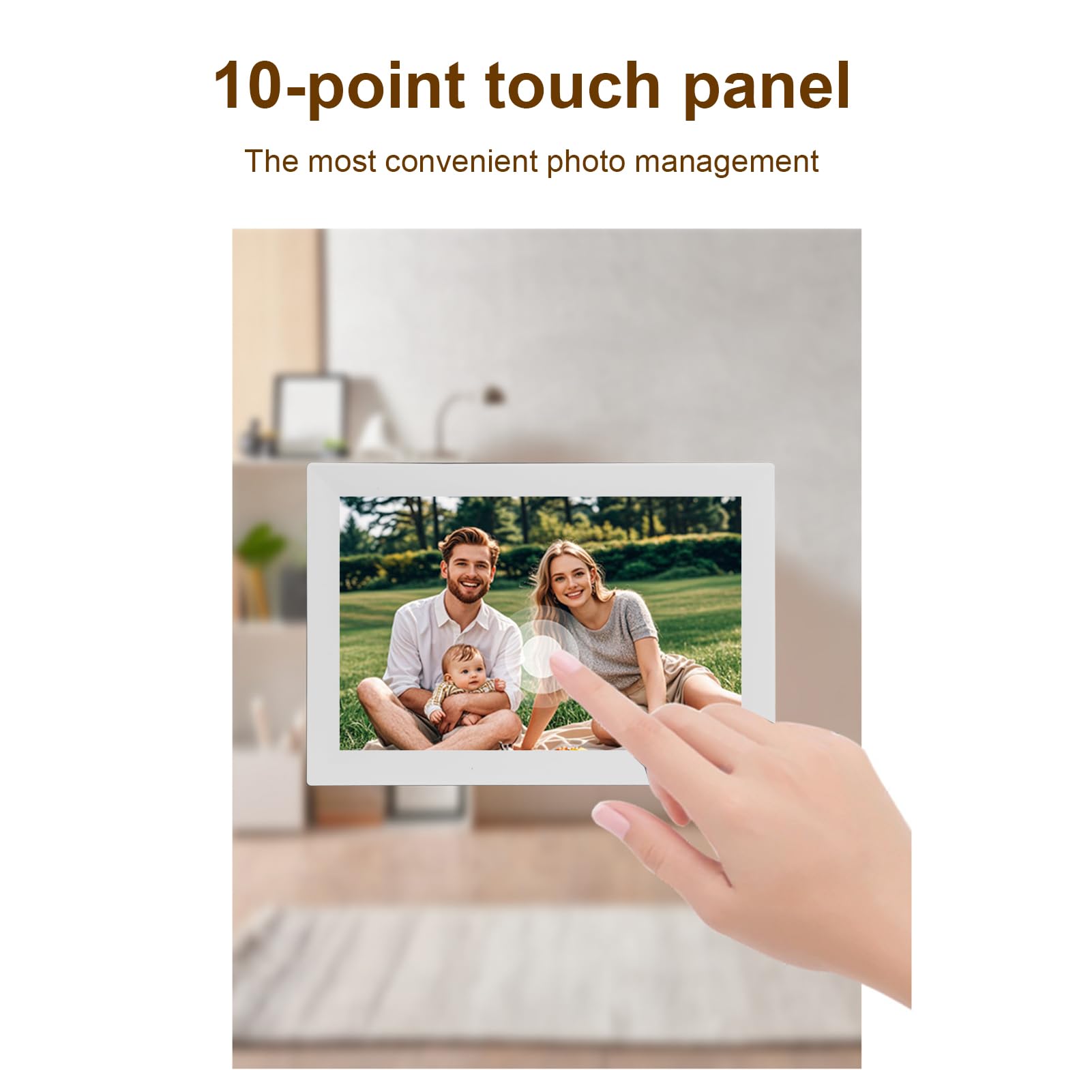 Cadre Photo Numérique 13,3 Pouces, écran Tactile WiFi, Résolution 1280 X 800, Rapport D'aspect 16:10, avec Capteur de gravité pour Montage Mural et écran de Bureau (White)